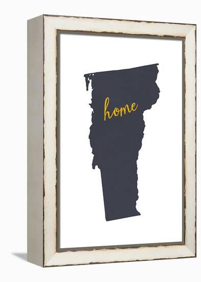 Vermont - Home State - Gray on White-Lantern Press-Framed Stretched Canvas