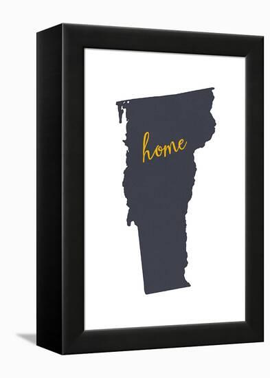 Vermont - Home State - Gray on White-Lantern Press-Framed Stretched Canvas