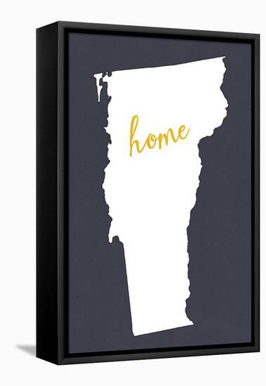 Vermont - Home State - White on Gray-Lantern Press-Framed Stretched Canvas