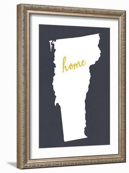 Vermont - Home State - White on Gray-Lantern Press-Framed Art Print