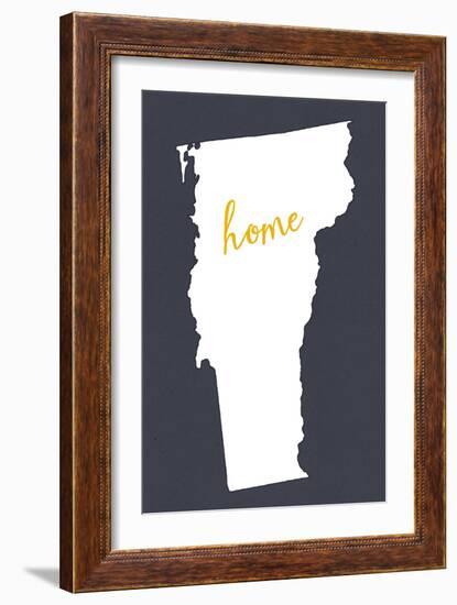 Vermont - Home State - White on Gray-Lantern Press-Framed Art Print