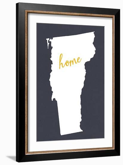 Vermont - Home State - White on Gray-Lantern Press-Framed Art Print