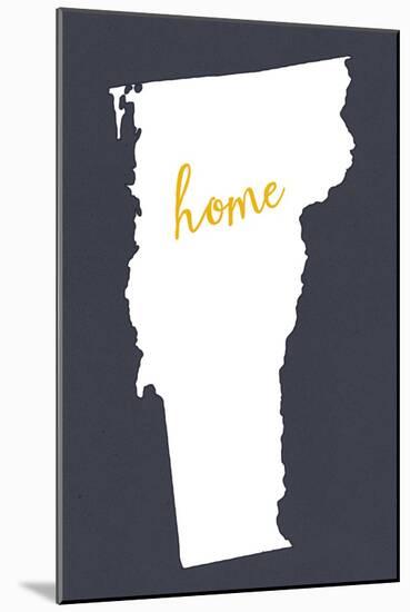 Vermont - Home State - White on Gray-Lantern Press-Mounted Art Print