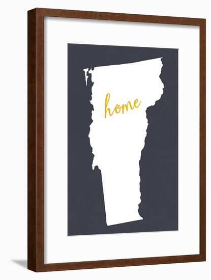 Vermont - Home State - White on Gray-Lantern Press-Framed Art Print