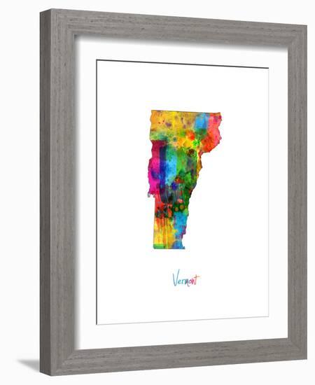 Vermont Map-Michael Tompsett-Framed Art Print