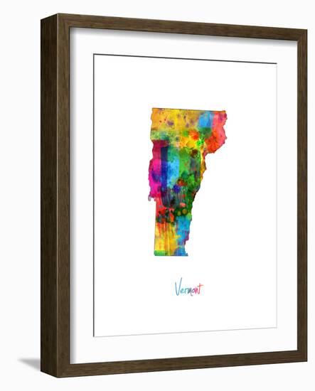 Vermont Map-Michael Tompsett-Framed Art Print