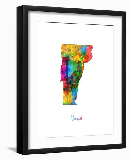 Vermont Map-Michael Tompsett-Framed Art Print