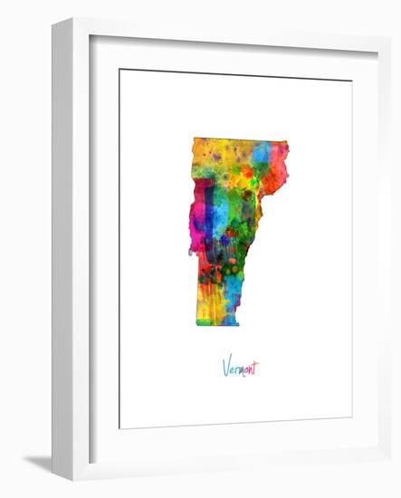 Vermont Map-Michael Tompsett-Framed Art Print