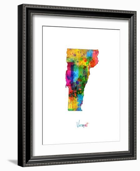 Vermont Map-Michael Tompsett-Framed Art Print