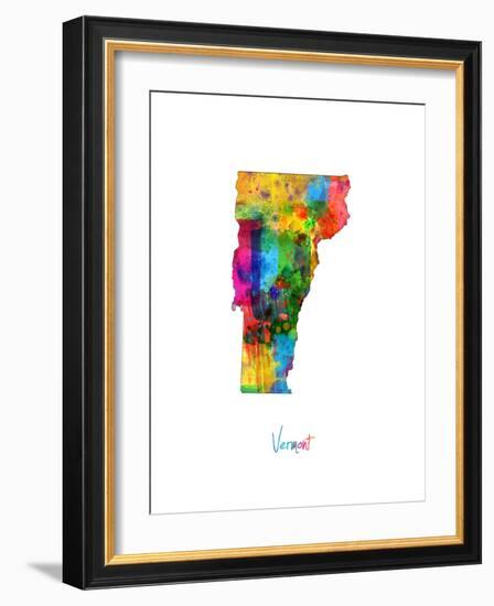 Vermont Map-Michael Tompsett-Framed Art Print