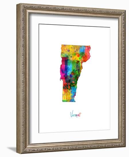 Vermont Map-Michael Tompsett-Framed Premium Giclee Print