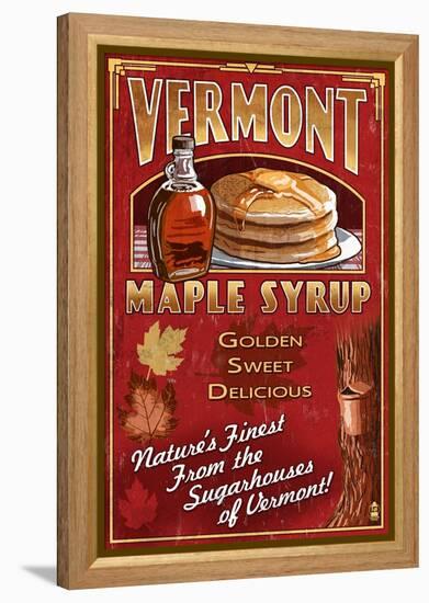 Vermont - Maple Syrup-Lantern Press-Framed Stretched Canvas