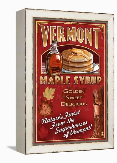 Vermont - Maple Syrup-Lantern Press-Framed Stretched Canvas