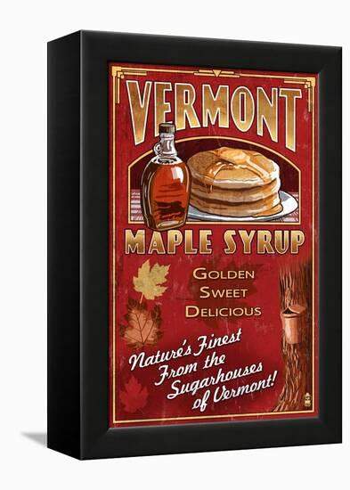 Vermont - Maple Syrup-Lantern Press-Framed Stretched Canvas