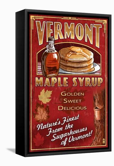 Vermont - Maple Syrup-Lantern Press-Framed Stretched Canvas