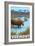 Vermont - Moose Drinking in Lake-Lantern Press-Framed Art Print