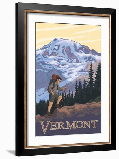 Vermont Mountain Hiker-Lantern Press-Framed Art Print