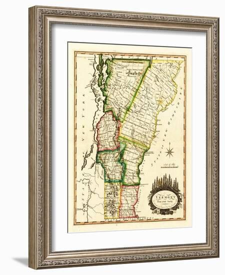 Vermont - Panoramic Map-Lantern Press-Framed Art Print