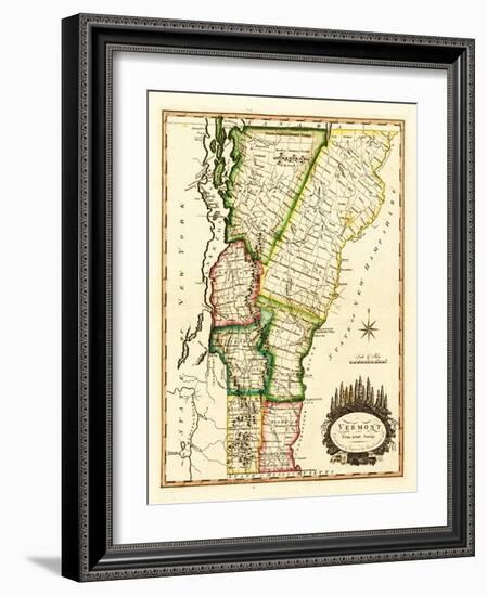 Vermont - Panoramic Map-Lantern Press-Framed Art Print