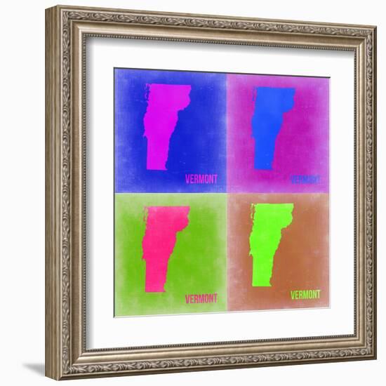 Vermont Pop Art Map 2-NaxArt-Framed Art Print