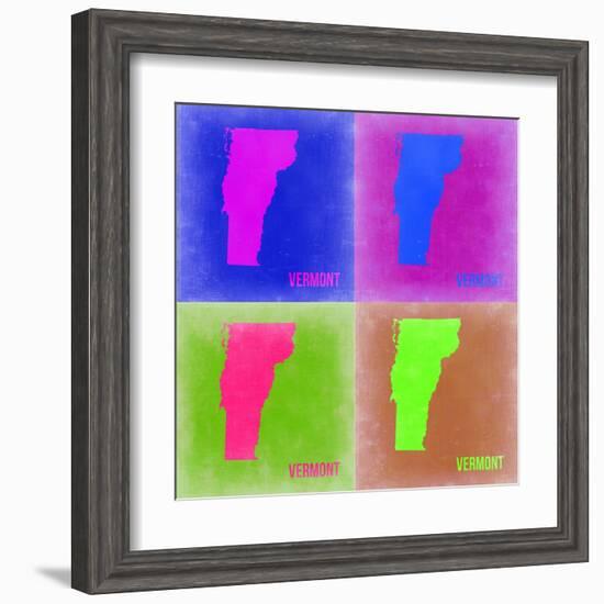 Vermont Pop Art Map 2-NaxArt-Framed Art Print