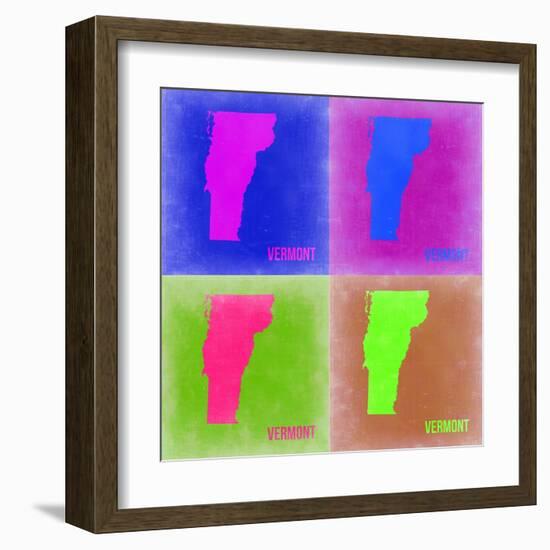 Vermont Pop Art Map 2-NaxArt-Framed Art Print