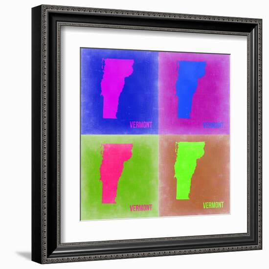 Vermont Pop Art Map 2-NaxArt-Framed Art Print