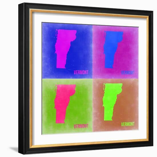 Vermont Pop Art Map 2-NaxArt-Framed Premium Giclee Print