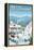 Vermont - Retro Ski Resort-Lantern Press-Framed Stretched Canvas