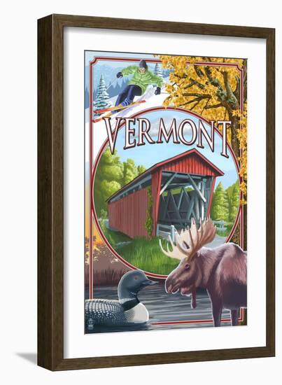 Vermont Scenes-Lantern Press-Framed Art Print