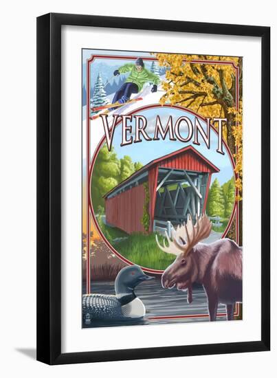 Vermont Scenes-Lantern Press-Framed Art Print