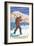 Vermont - Skier Carrying Skis-Lantern Press-Framed Art Print