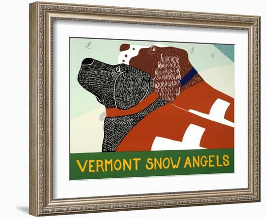 Vermont Snow Angels Black And Springer-Stephen Huneck-Framed Giclee Print