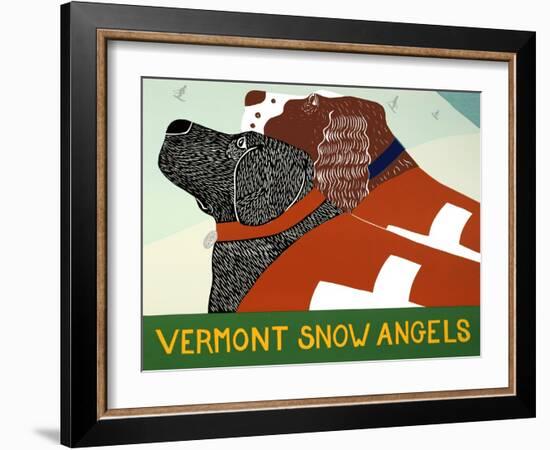 Vermont Snow Angels Black And Springer-Stephen Huneck-Framed Giclee Print