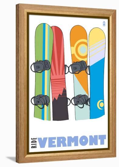 Vermont, Snowboards in the Snow-Lantern Press-Framed Stretched Canvas