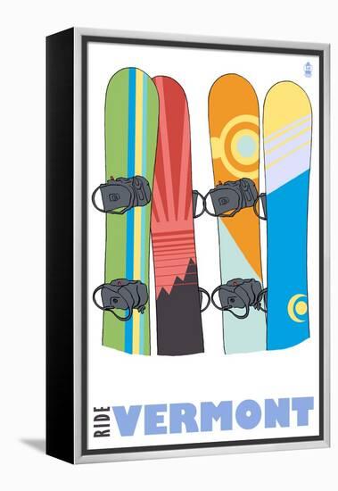 Vermont, Snowboards in the Snow-Lantern Press-Framed Stretched Canvas