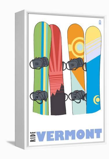 Vermont, Snowboards in the Snow-Lantern Press-Framed Stretched Canvas