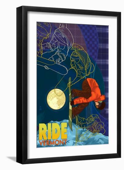 Vermont - Timelapse Snowboarder-Lantern Press-Framed Art Print