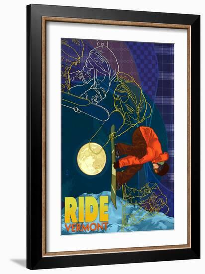 Vermont - Timelapse Snowboarder-Lantern Press-Framed Art Print