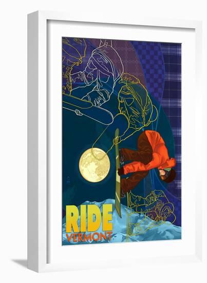 Vermont - Timelapse Snowboarder-Lantern Press-Framed Art Print