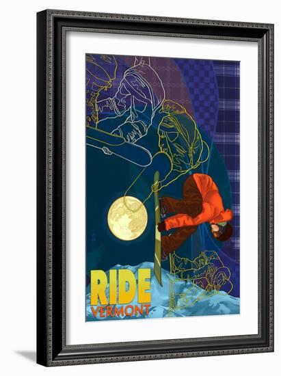 Vermont - Timelapse Snowboarder-Lantern Press-Framed Art Print