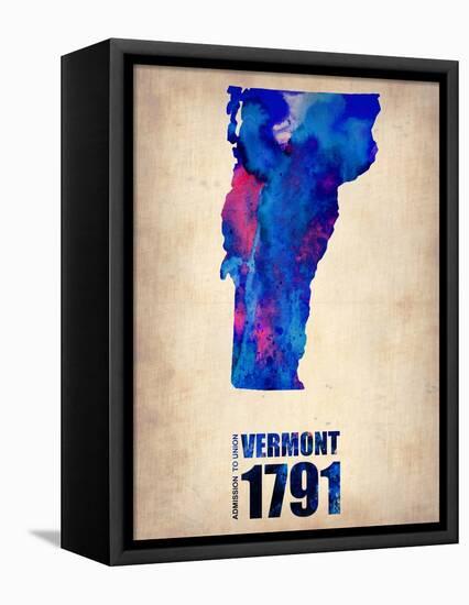 Vermont Watercolor Map-NaxArt-Framed Stretched Canvas