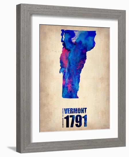 Vermont Watercolor Map-NaxArt-Framed Art Print