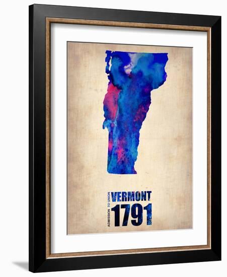 Vermont Watercolor Map-NaxArt-Framed Art Print