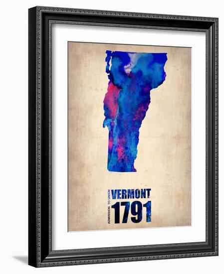Vermont Watercolor Map-NaxArt-Framed Art Print