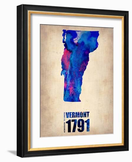 Vermont Watercolor Map-NaxArt-Framed Art Print