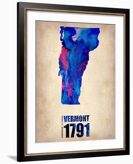 Vermont Watercolor Map-NaxArt-Framed Art Print