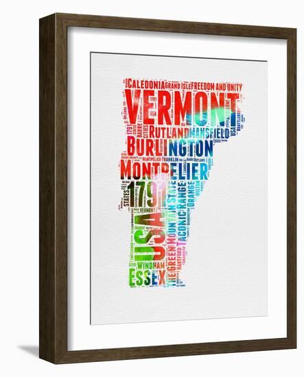 Vermont Watercolor Word Cloud-NaxArt-Framed Art Print