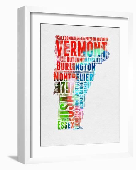 Vermont Watercolor Word Cloud-NaxArt-Framed Art Print