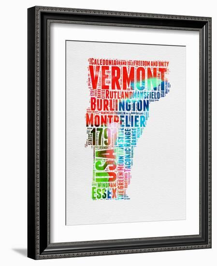 Vermont Watercolor Word Cloud-NaxArt-Framed Art Print